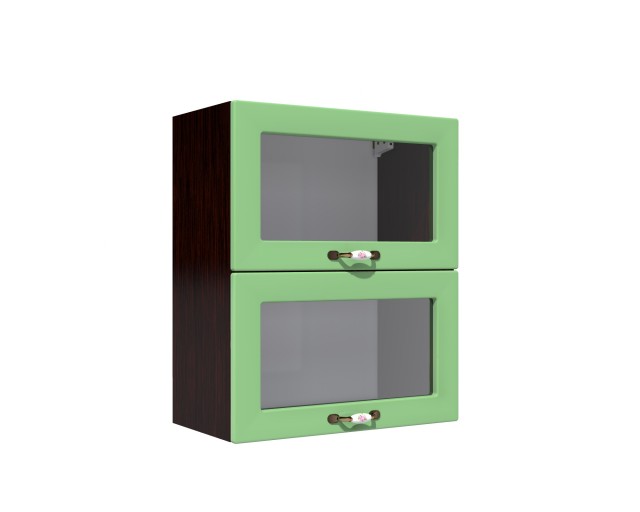 Corp superior vitrina 60 cu 2 usi orizontale Zebra MDF fistic simplu Corp superior vitrina 60 cu 2 usi orizontale Zebra MDF fistic simplu
